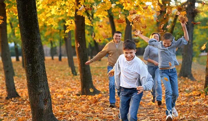 Familie spielt im Park