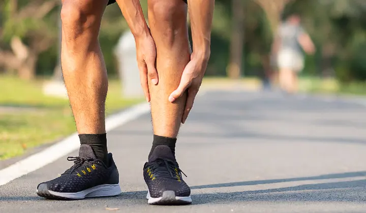 Ease thigh and calf muscle pain from squats or fast walking with targeted gels and yoga.