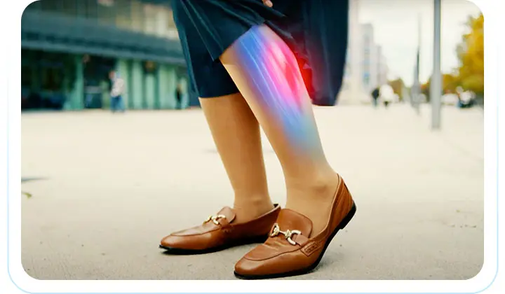 Woman with a strained calf muscle